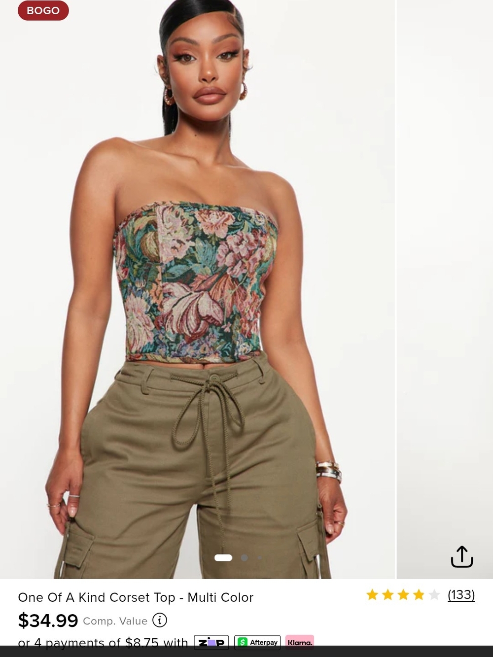 Fashion Nova Floral Tapestry Strapless Corset Top - Multi Color